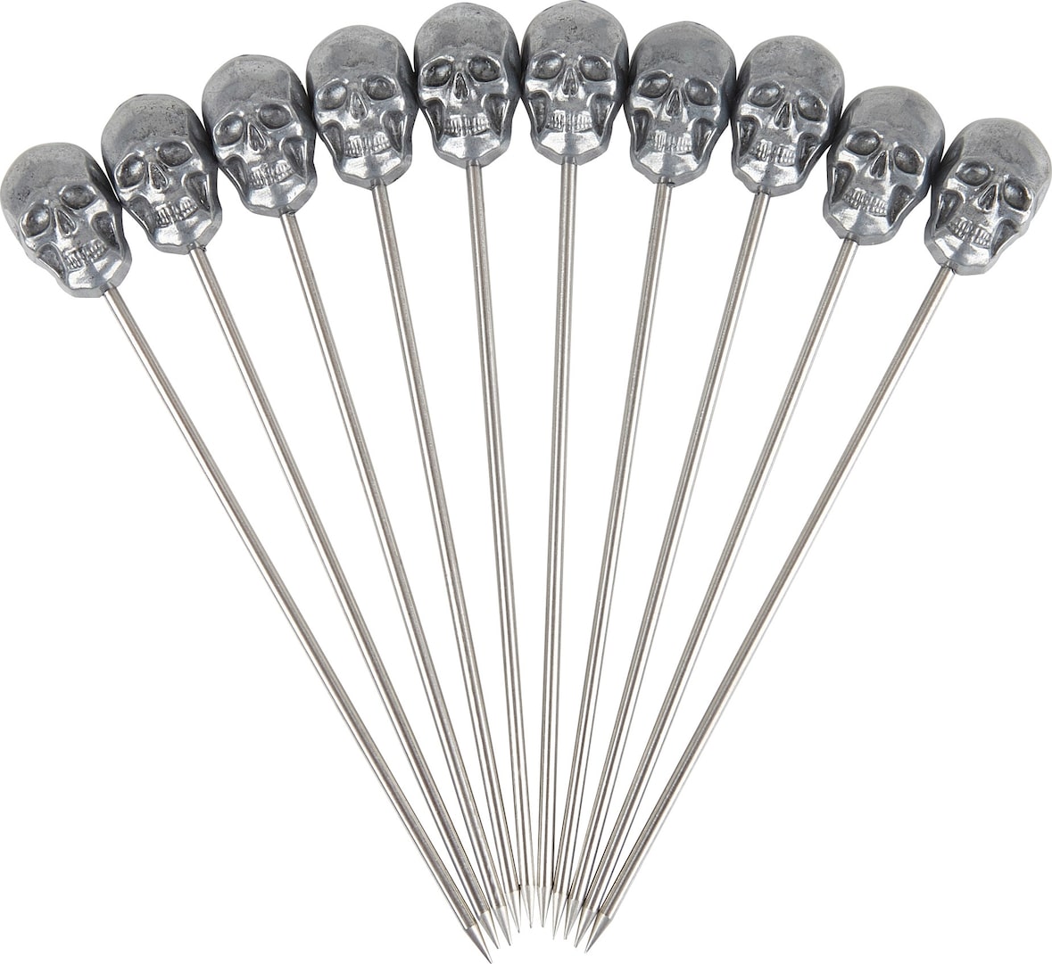 Conjunto de 10 Espetos Caveira 11cm Zinco