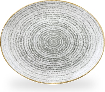 Churchill Studio Prints Stone Grey Platte Oval Coup 27cm