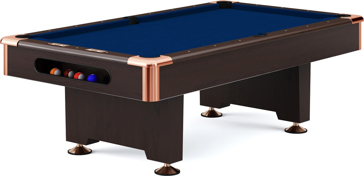 Automaten Hoffmann Billardtisch "Club Pro III" Dekor Nussbaum, EuroSpeed, Blau, 8 ft (Spielfeld 224x112 cm)