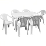 thumbnail of Ensemble de 6 fauteuils Ratak avec table ovale rectangulaire Cayman blanche