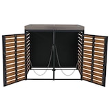 thumbnail of Décoshop26 - Doppelter Abfallbehälter mit integriertem Pflanzgefäß 124 x 134 x 84 cm WPC und Edelstahl mit Teak-Finish 04_0008998