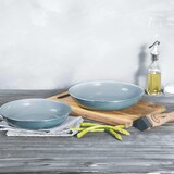 thumbnail of BERGNER - Set 2 Pfannen Ø22/26cm gepresstes Aluminium Grün geeignet für Induktion mit abnehmbarem Griff mit Set 3 Edelstahlmessern mit magnetischer