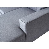 thumbnail of Ecksofa mit Bettkasten HWC-L16, Couch Sofa L-Form, Liegefläche links/rechts Nosagfederung Stoff/Textil 290cm ~ grau