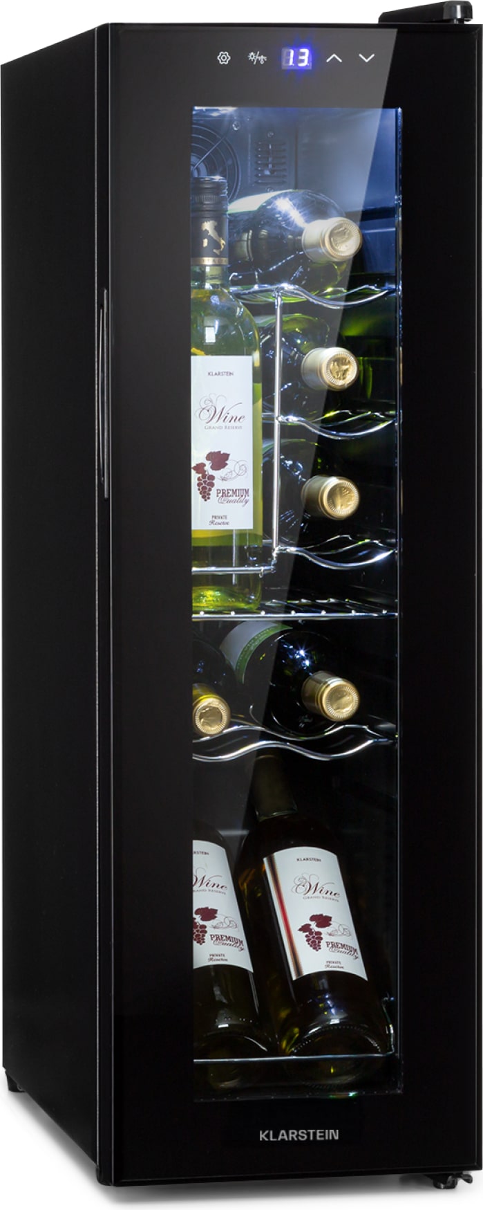 Klarstein Shiraz 12 Slim Uno Weinkühlschrank 32l/12Fl.Touch 85 W 5-18 °C LED Schwarz