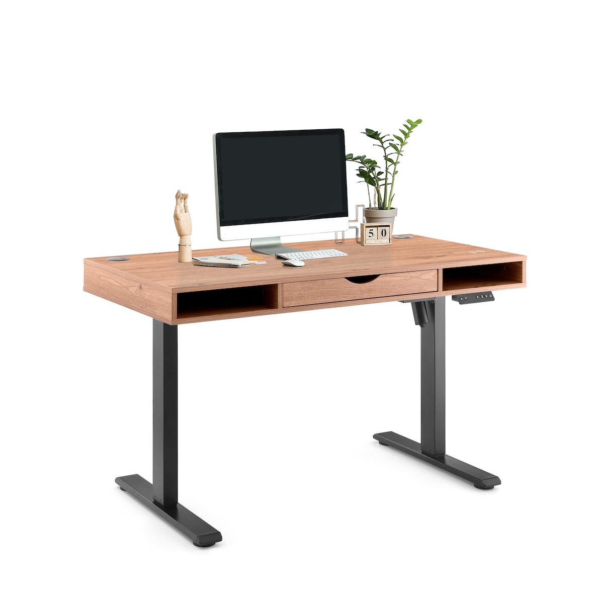 Schreibtisch Worktime Style 120 x 60 elektrisch höhenverstellbar eiche/schwarz hjh OFFICE