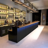 thumbnail of Bar Theke, Empfangstheke & Kassenbereich, Doppelarbeitsplatte, vertikale Streifen, modernes Design, Schwarz 220×60×100cm【HCTG 220】