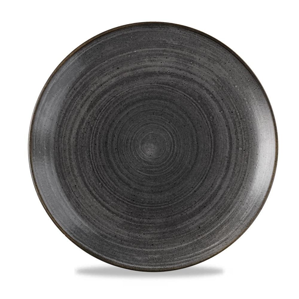 Churchill Super Vitrified Stonecast Raw Black Flach Coup Teller 28.8Cm, 12 Stück