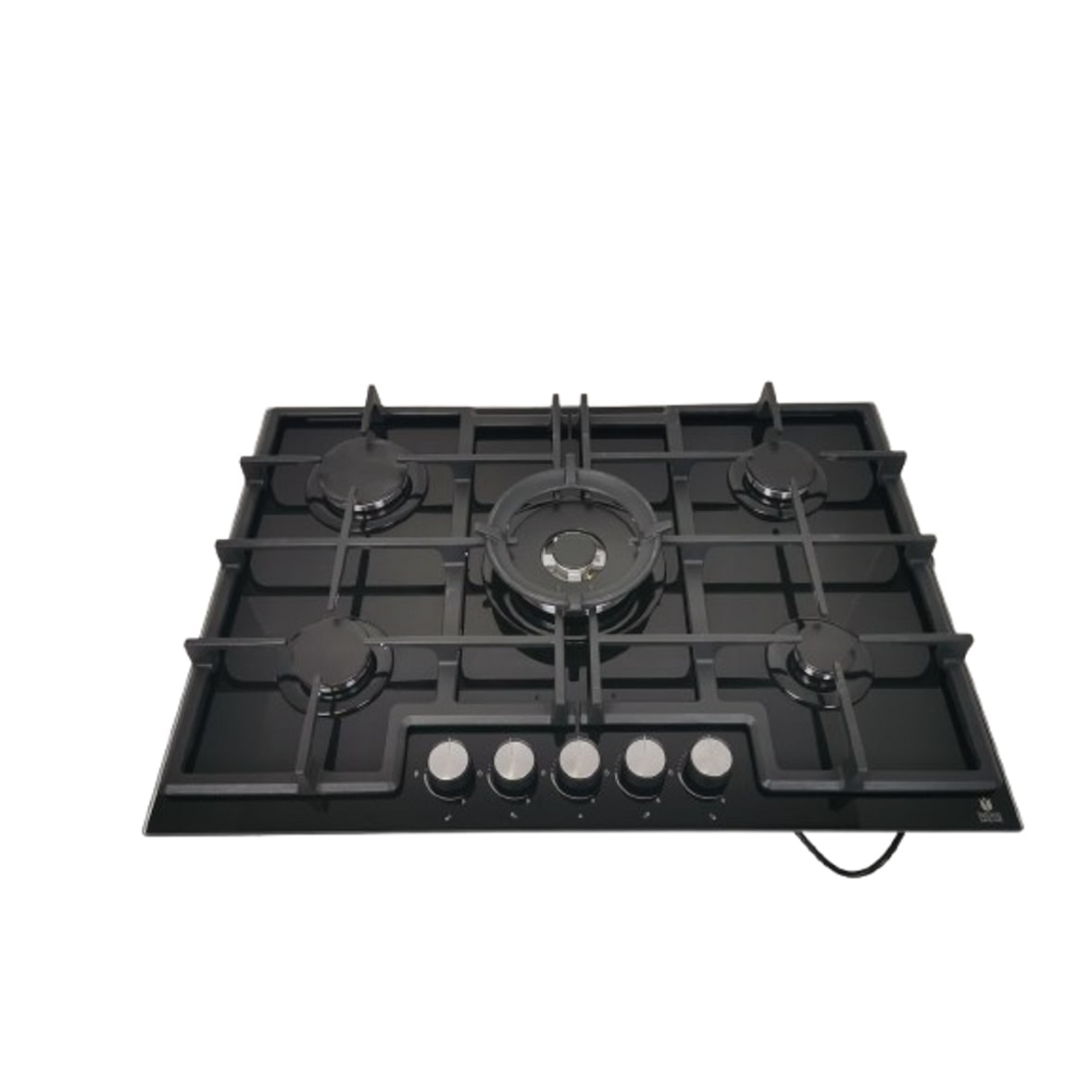 Gasline Einbau Gaskochfeld 75cm Schwarz Glaskeramik mit 5 Brennern WOK Sabaf-Brenner