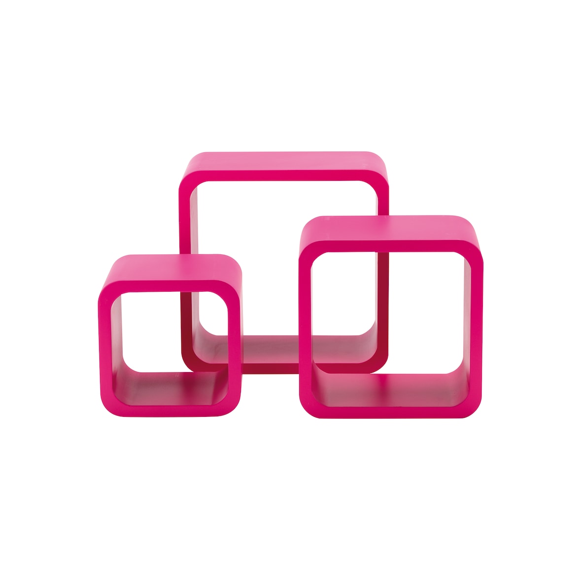 King Home Set d'étagères carrées et arrondies 3 pièces MDF fuchsia