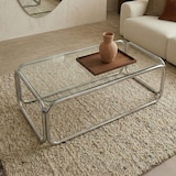 thumbnail of Oviala Mesa de centro rectangular de 110 cm de largo en metal y vidrio transparente
