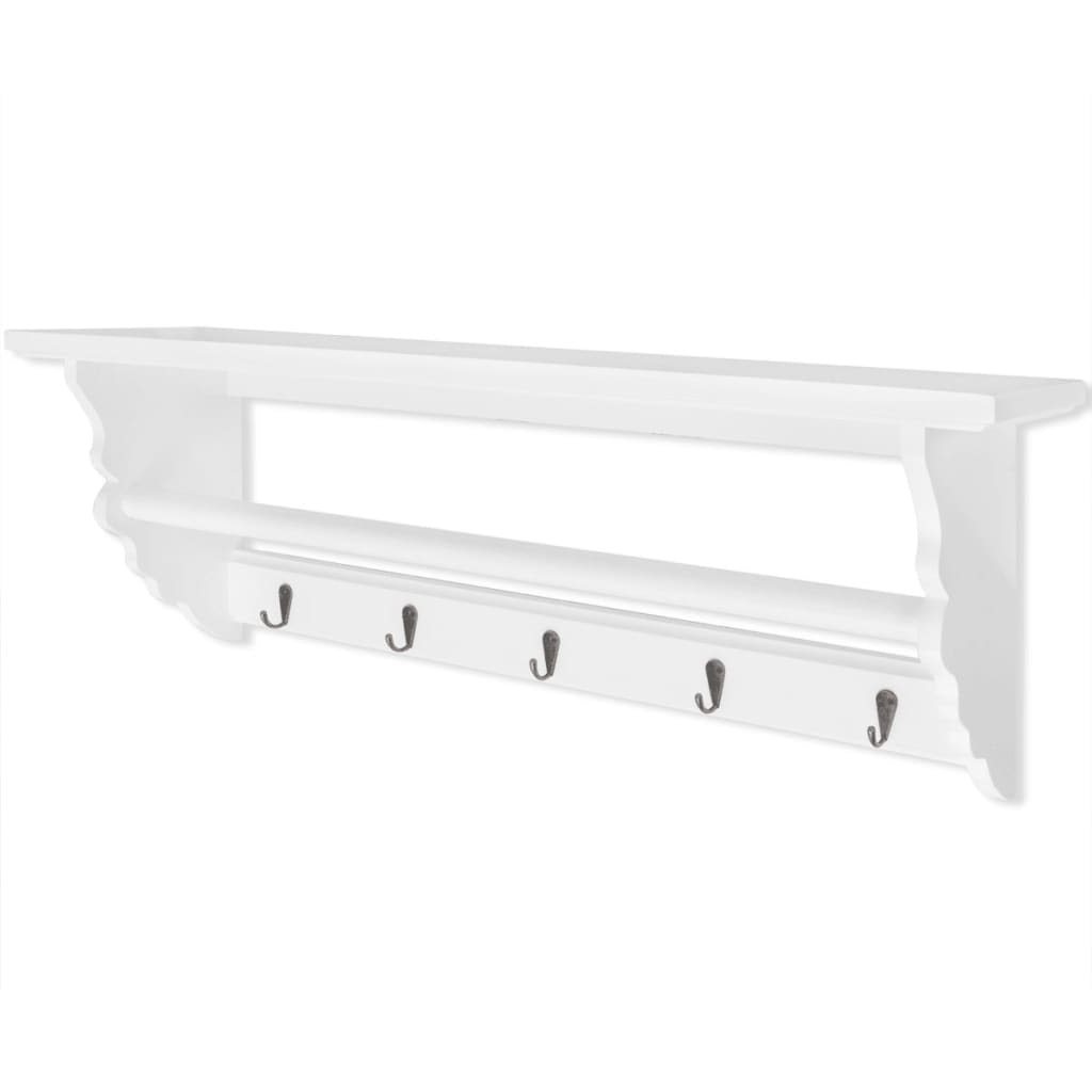 Décoshop26 - Perchero PFDM estilo barroco blanco 70x18x26 cm con 5 ganchos DEC024186