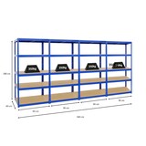thumbnail of PROREGAL Mega Deal | 4x Schwerlastregal Slim Elephant M | HxBxT 180x90x60 cm | 5 Ebenen | Fachlast 350 kg | Blau | Stecksystem Lagerregal 4 Stk.