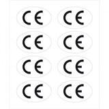 thumbnail of Aufkleber I CE-Zeichen, oval, RoHS konform, weiß/schwarz, Folie, selbstklebend, 64x40mm, 8/Bogen