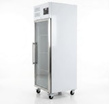 thumbnail of Romux® Kühlschrank mit 1 Türen Glastüren 74 cm mit Umluftkühlung | Gastro Kühlschrank aus Edelstahl mit 650 L Kapazität - 3 Einlegeböden und 270 W