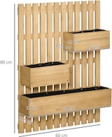 thumbnail of Blumenkasten mit Spalier Holz Naturfarben 60x16x80 cm, wandmontierbar, mit 3 versetzbaren Pflanzkästen