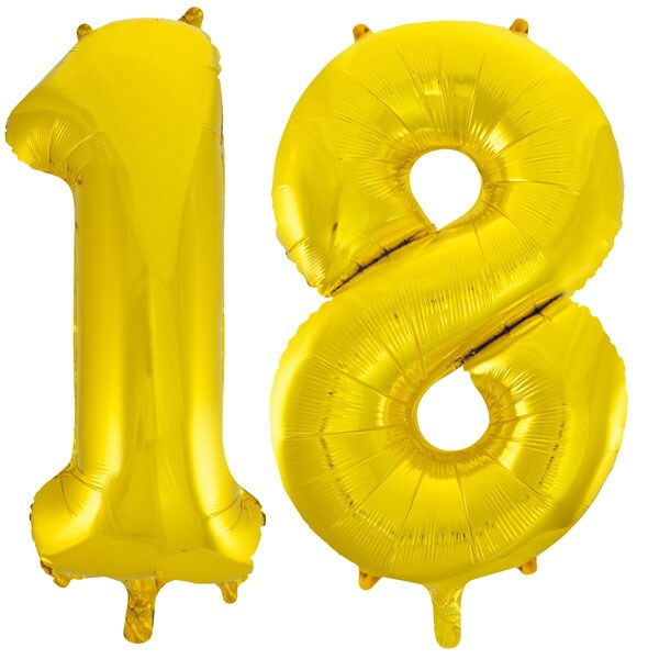 XL Folienballon gold Zahl 18