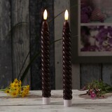 thumbnail of LED Stabkerzen Twist Tafelkerzen gedreht Echtwachs 25cm Timer rot 2St