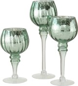 thumbnail of Windlicht Minou Glas H 20/25/30cm grün glanz 3er Set