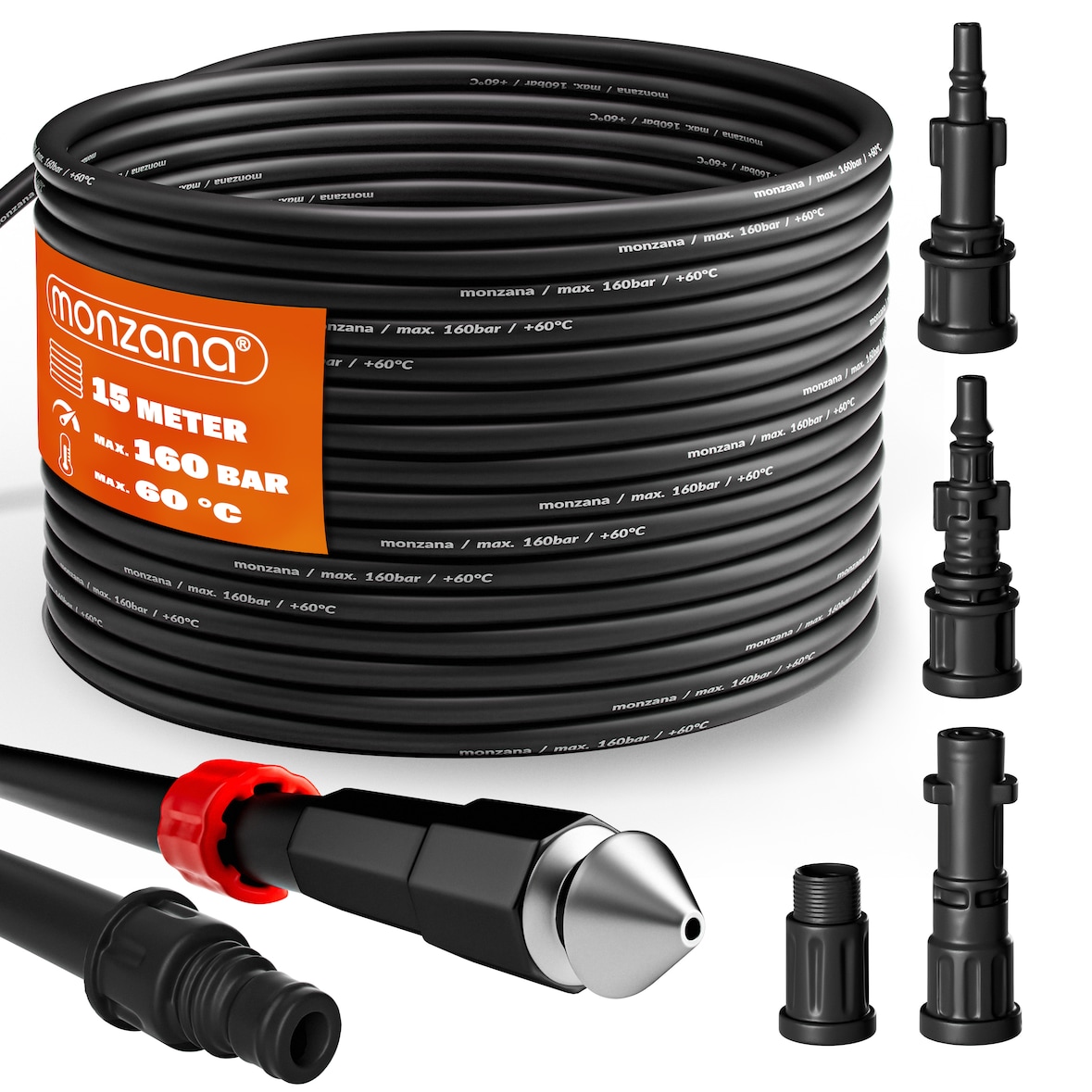 Deuba Rohrreinigungsschlauch 4 Adapter Knickschutz