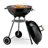 thumbnail of Relaxdays Kugelgrill, Ø 44 cm Grillrost, Outdoor BBQ, Holzkohlgrill m. Rädern & Standfuß, Auffangschale, Smoker, schwarz