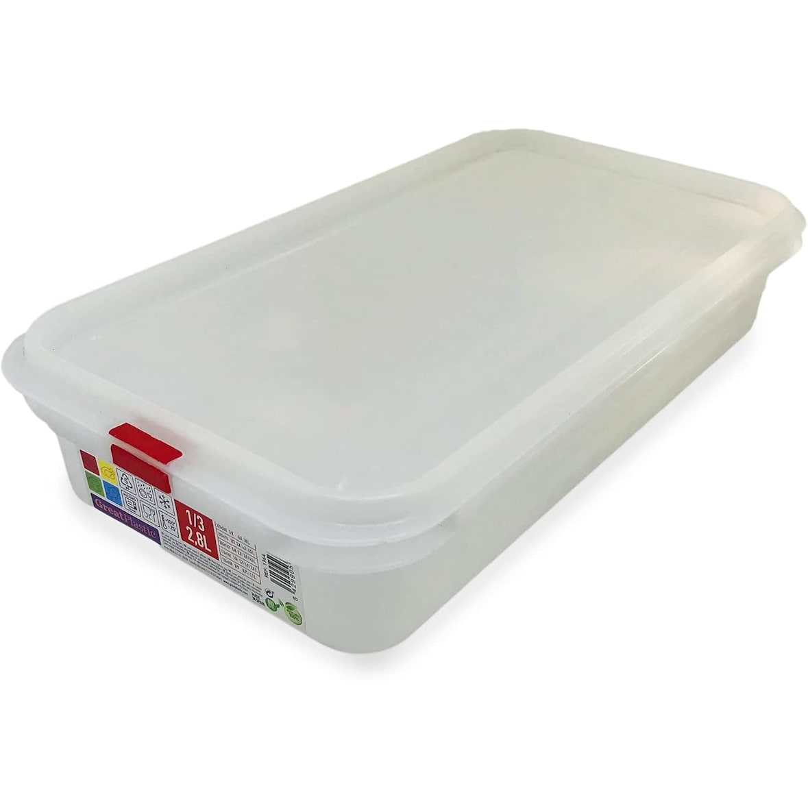 Pack 3 Tupper rectangular reutilizable con tapa, apto para microondas, lavavajillas y congelador. Medidas: 325x176x65 2,8L