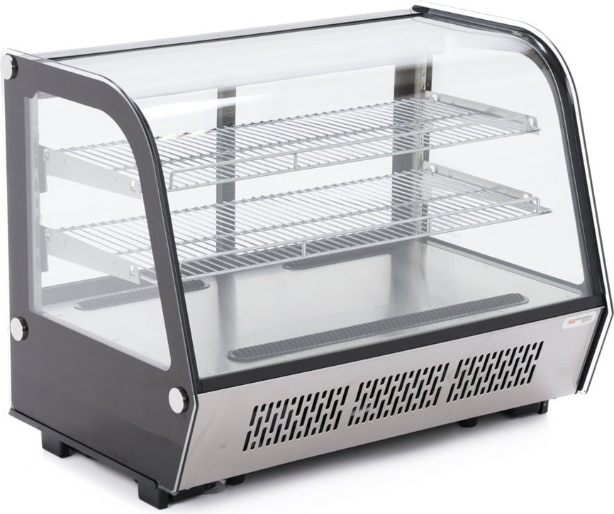 Kühlvitrine - Arbeitsplatte - Gebogenes Glas - 4 Seiten - Schwarzes Glas - 0 / +12 °C - 160 lt - 88x56,8x68,6h cm