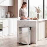 thumbnail of Cubo de basura de cocina con 2 compartimentos 2x30L papelera cocina de acero inoxidable con pedal tapa de cierre suave y cubo extraíble plata