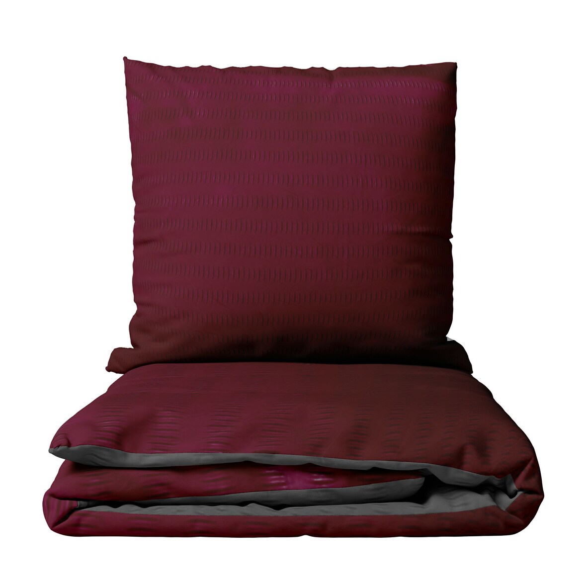 Bettwäsche 200x200 cm Seersucker Bordeaux Anthrazit Wendeseite Atmungsaktiv