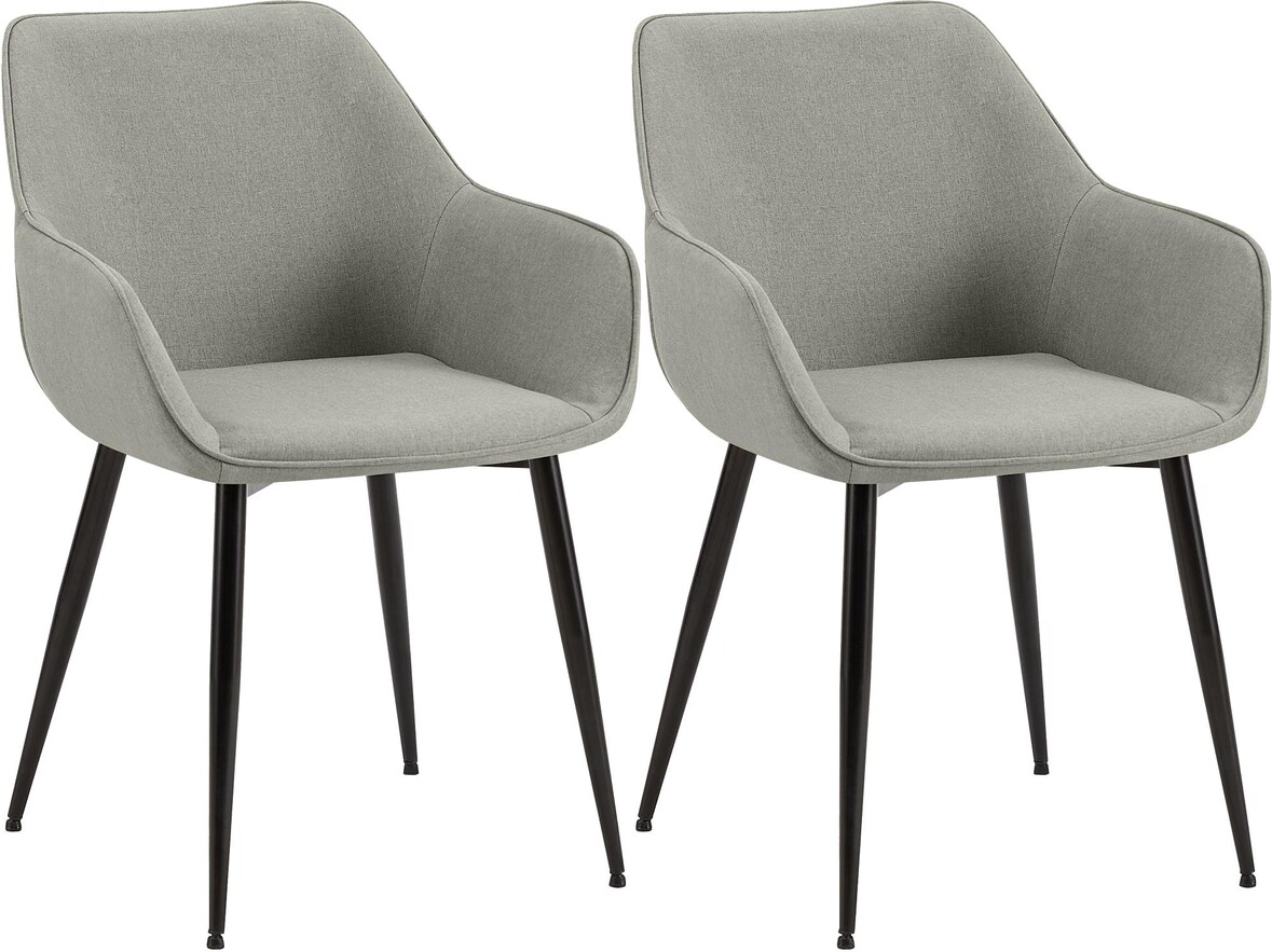 CHEFGASTRO 2er Set Esszimmerstuhl DETROIT Stoff HxBxT 82x52x63cm Hellgrau Küchenstuhl