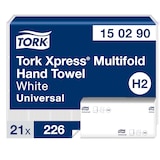 thumbnail of Tork Xpress kosteneffectieve multivouw handdoeken wit H2, universele kwaliteit, 2-laags, 100% gerecyclede vezels, 21 × 226 doeken, 150290