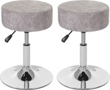 thumbnail of 2er-Set Hocker höhenverstellbar und drehbar | Sitzhöhe 43-55cm | Durchmesser 35cm | Wildlederimitat | vintage Grau | Sitzhocker Schminkhocker