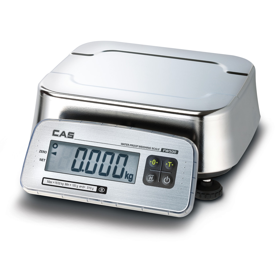 CAS FW500 Kontroll-Waage, Rückanzeige, GEEICHT, IP69 Schutz, Wägebereich max 30 kg, Ablesbarkeit 5g