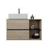 thumbnail of ML-Design Waschbeckenunterschrank Hängend Braun-Schwarz – 100x60x45,5 cm, Unterschrank mit 2 Schubladen, viel Stauraum, Badmöbel aus MDF-Holz für