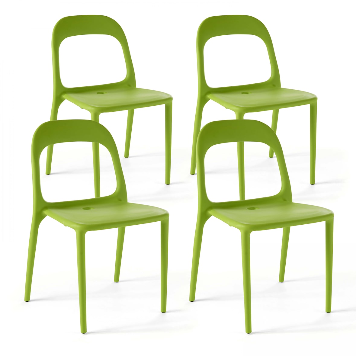 Set van 4 groene plastic stoelen