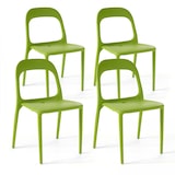 thumbnail of Set van 4 groene plastic stoelen