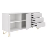 thumbnail of SalesFever Sideboard aus MDF | 2 Türen und 3 Schubladen | Beine Metall mit Messinglegierung | B 150 x T 40 x H 70 cm | weiß