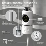thumbnail of Elektrischer Badheizkörper mit Heizstab 1200W 750x1500 mm Weiß gerade Seitenanschluss & Thermostat Digitalanzeige LuxeBath