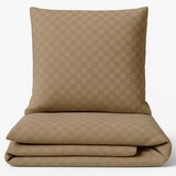 thumbnail of Bettwäsche 200x200 cm Baumwolle Set Renforce Taupe Kariert weich Kissenbezug 80x80 cm mit Reißverschluss alle Jahreszeiten