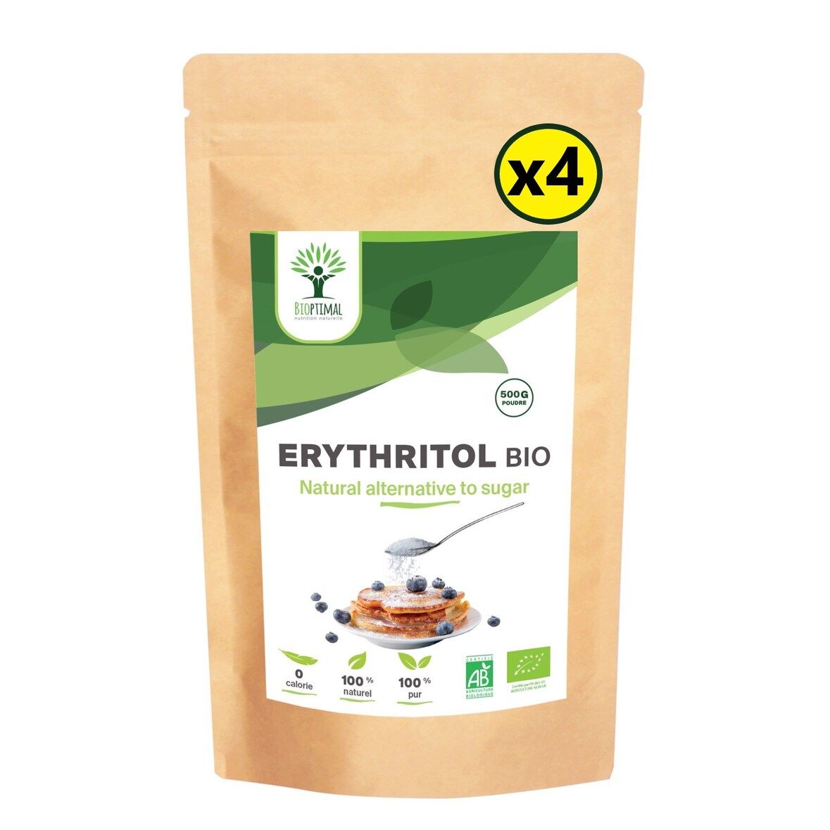 Erythritol Bio - Zéro Sucre Zéro Calorie - En Poudre - Alternative Naturelle - Pâtisserie - Conditionné en France- Certifié Ecocert - 2kg
