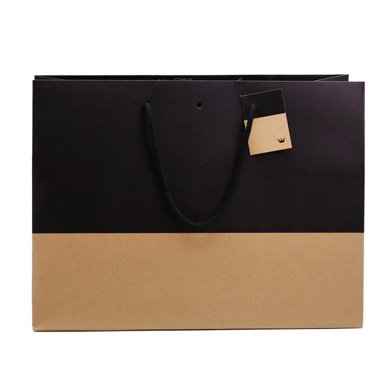L'Exceptionnel Line bruine en zwarte kraft luxe tas met koordhandvatten 39 + 18 x 29 cm per 60 - Gimex