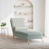 thumbnail of vidaXL Massage-Chaiselongue mit Nackenrolle Hellgrau Samt