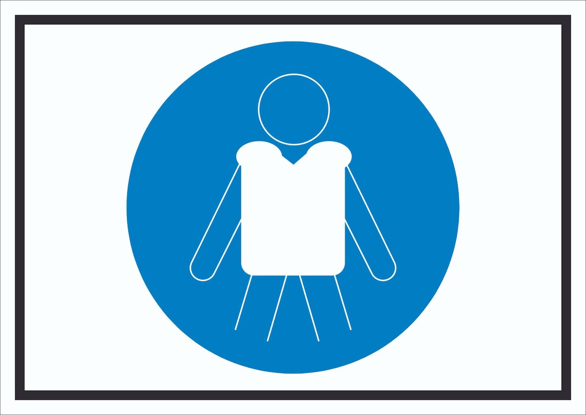 Rettungsweste benutzen Symbol Schild A1 Rückseite selbstklebend