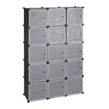 thumbnail of Relaxdays Regalsystem Kleiderschrank mit 11 Fächern, Garderobe mit 2 Kleiderstangen, DIY Kunststoff Steckregal, schwarz