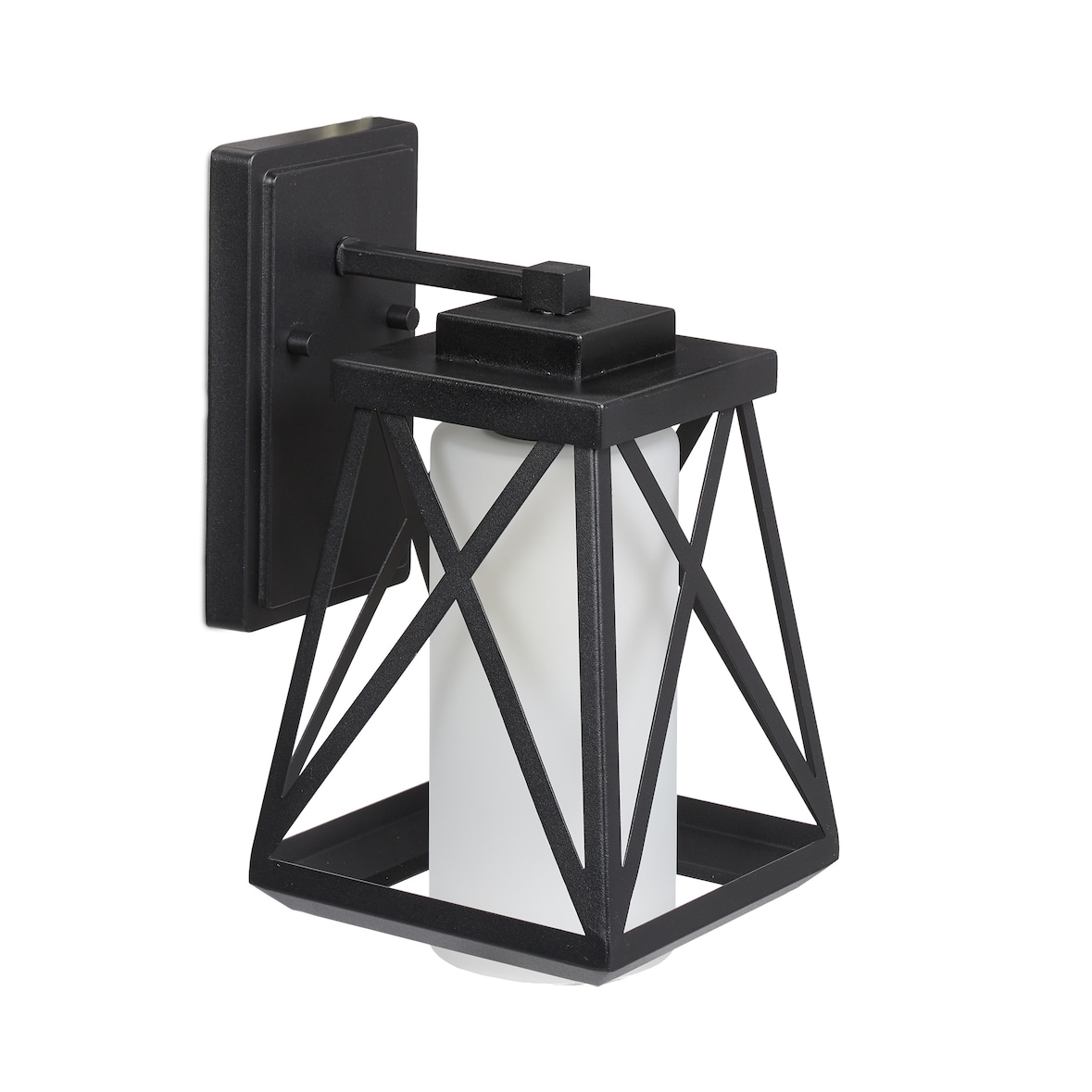 Relaxdays Außenlampe Wand, Metall & Milchglas, E27, Retro Wandleuchte außen, IP44, Wandlampe Haustür & Terrasse, schwarz