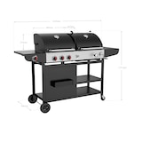 thumbnail of Tarrington House Barbecue a gas e carbone con 3 bruciatori + bruciatore laterale Carson, 42 × 96 cm, tavolino laterale, ruote, acciaio, nero