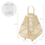 thumbnail of ECD Germany Bambus Laterne, Windlicht 63,5 cm Holzfarbe, Gartenlaterne mit Henkel & Glaseinsatz, Bambuslaterne, Kerzenhalter Innen/Außen, Deko Laterne