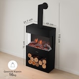 thumbnail of KAMINIO Elektrokamin HENRI mit Ofenrohr - Elektrischer Kaminofen mit Heizung, 3D-Flammeneffekt, LED-Ambientelicht, Holzfach, Fernbedienung - Schwarz