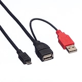 thumbnail of ROLINE USB 2.0 Y-Kabel, 2x Typ A (ST / BU) - Micro B ST, 1m