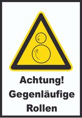 thumbnail of Achtung Gegenläufige Rollen A6 Rückseite selbstklebend Schild