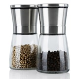 thumbnail of Intirilife 2er Set Gewürzmühle in SILBER TRANSPARENT - 13.5 x 6.5 cm - 2x Grinder Handmühle aus Glas und Edelstahl für die Küche